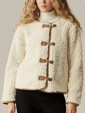 J CREW XXS Shearling Sherpa Toggle Coat CR987